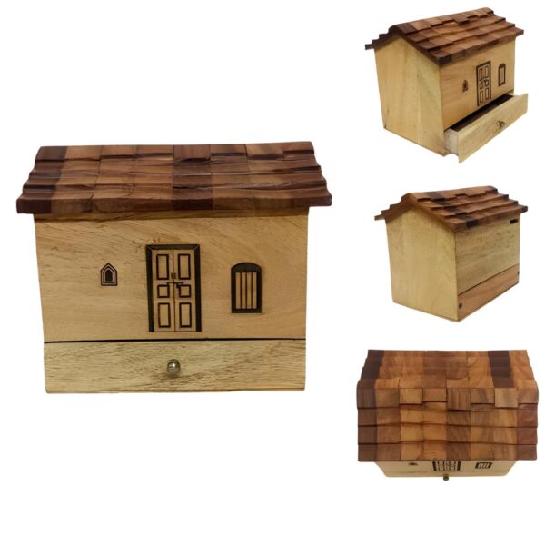 Wooden House Shaped Piggy Bank - Image 5