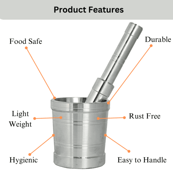 Craftdwar Aluminium Mortar and Pestle - Image 4