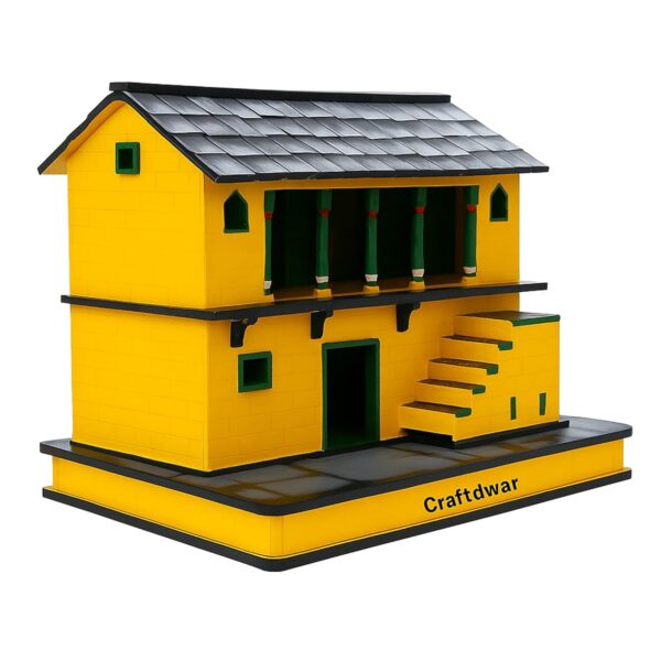 Side view of traditional Pahadi house model from Uttarakhand in miniature form